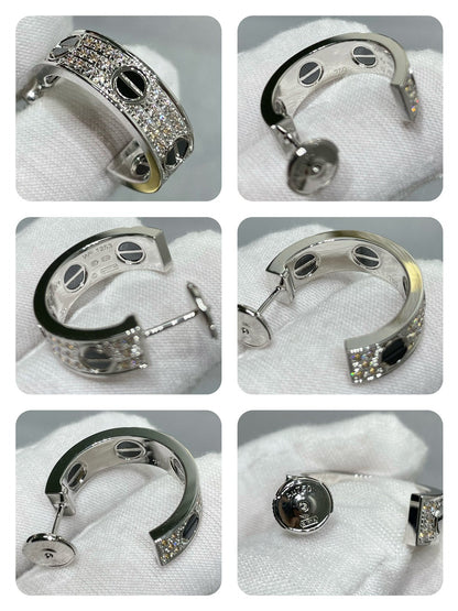 [Auream]LOVE CERAMIC DIAMOND PAVED SILVER EARRINGS