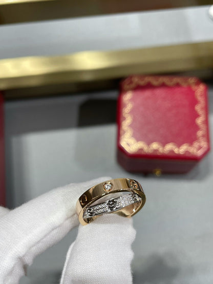 [Auream]LOVE PINK GOLD SILVER DIAMOND DOUBLE RING
