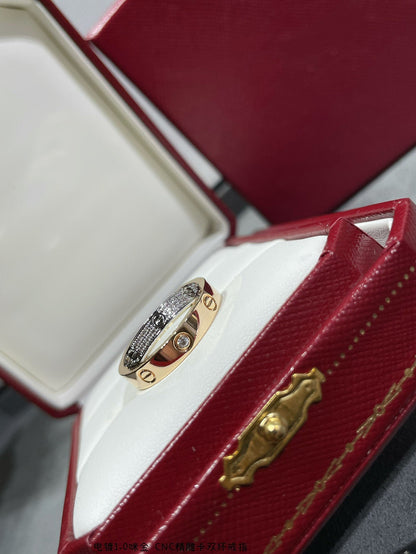 [Auream]LOVE PINK GOLD SILVER DIAMOND DOUBLE RING