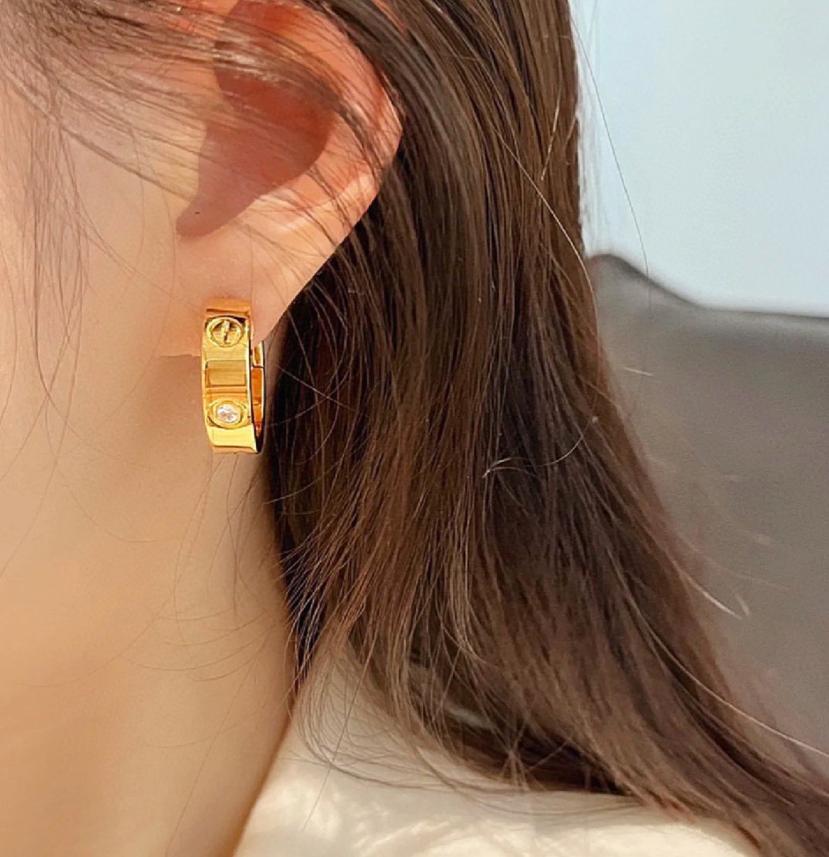 [Auream]LOVE 5.5MM 1 DIAMOND EARRINGS