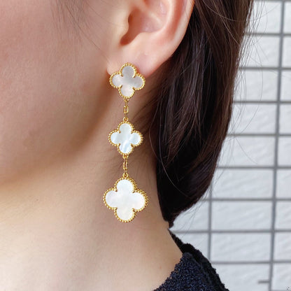 [Auream]CLOVER MOP 3 MOTIFS GOLD EARRINGS