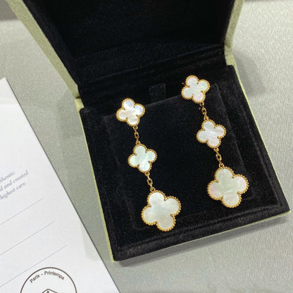 [Auream]CLOVER MOP 3 MOTIFS GOLD EARRINGS