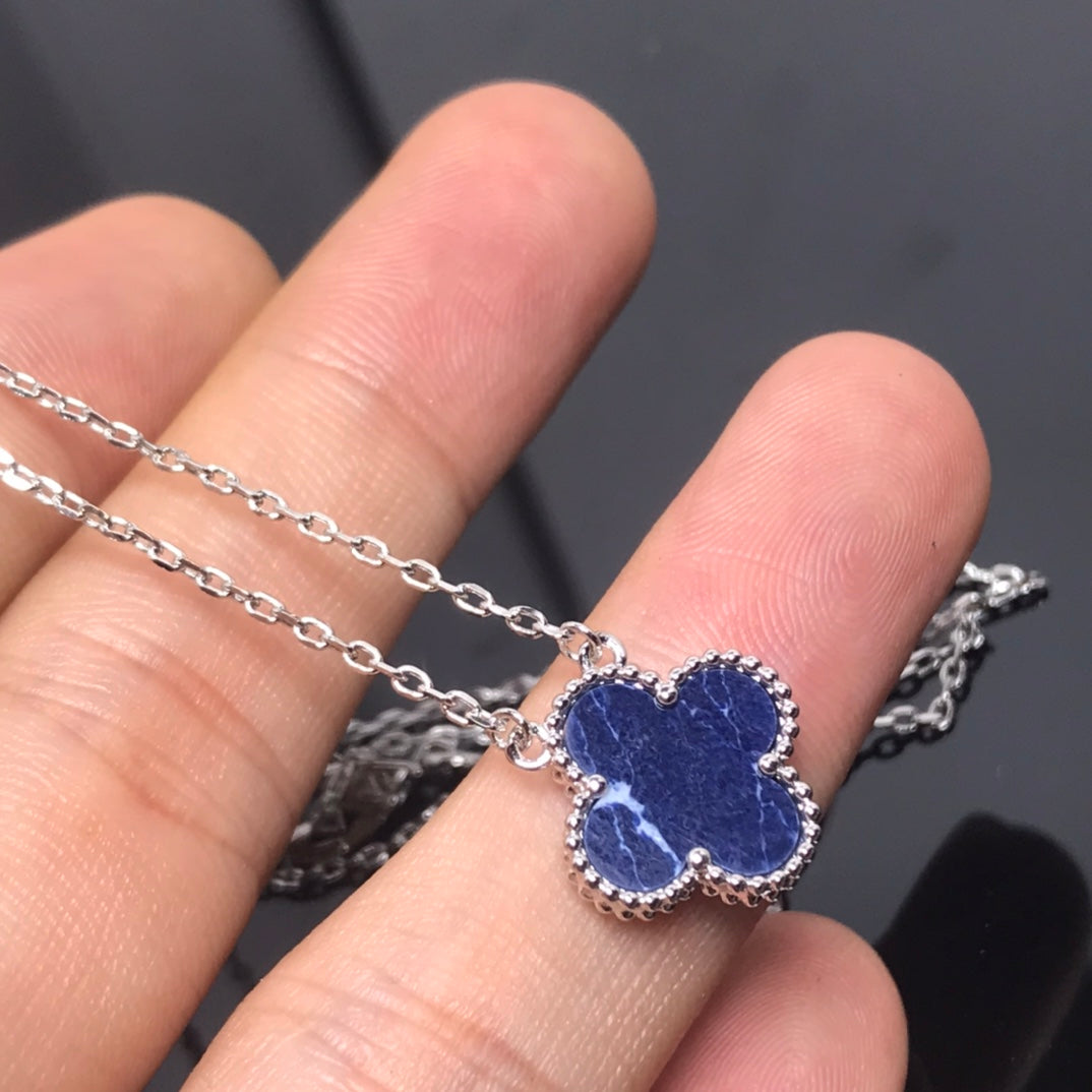 [Auream]CLOVER PIETERSITE SILVER LONG NECKLACE