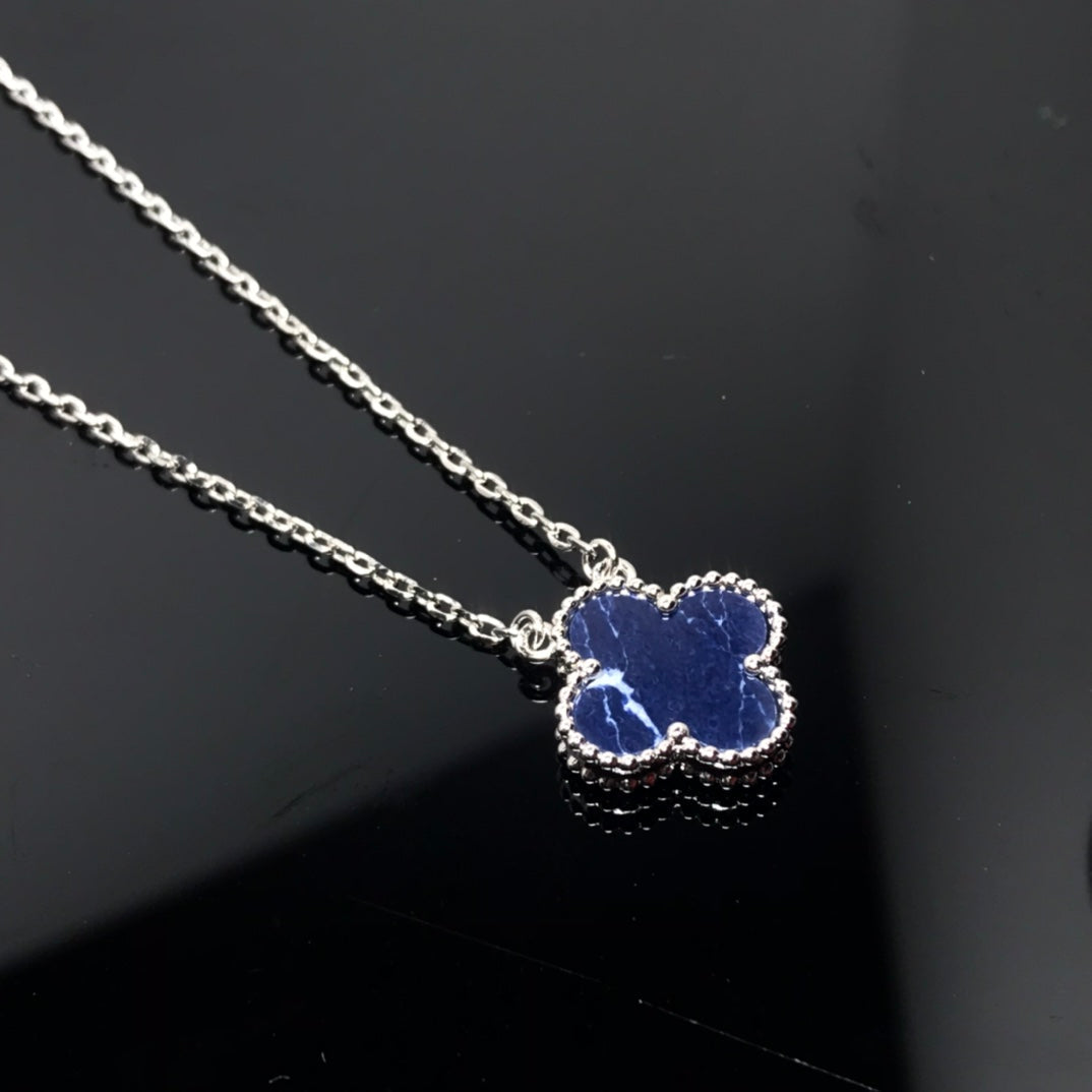 [Auream]CLOVER PIETERSITE SILVER LONG NECKLACE