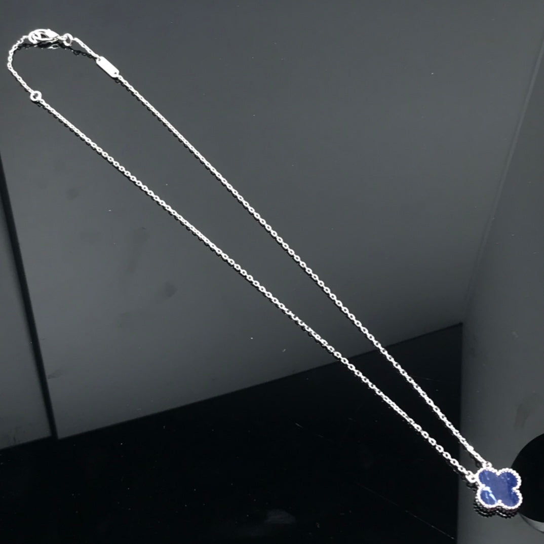 [Auream]CLOVER PIETERSITE SILVER LONG NECKLACE