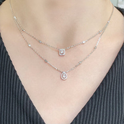 [Auream]MY TWIN 2 ROW DIAMOND NECKLACE