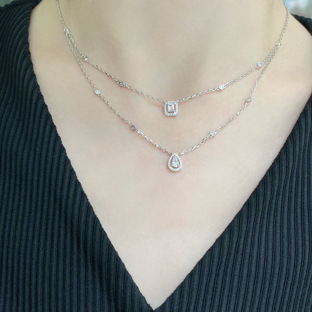 [Auream]MY TWIN 2 ROW DIAMOND NECKLACE