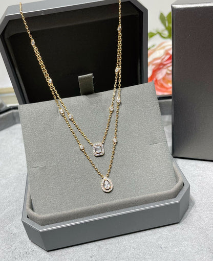 [Auream]MY TWIN 2 ROW DIAMOND NECKLACE