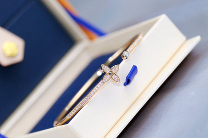 [Auream]IDYLLE PINK GOLD OPEN BRACELET DIAMOND PAVED