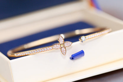 [Auream]IDYLLE PINK GOLD OPEN BRACELET DIAMOND PAVED