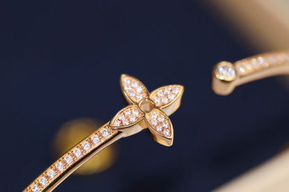 [Auream]IDYLLE PINK GOLD OPEN BRACELET DIAMOND PAVED