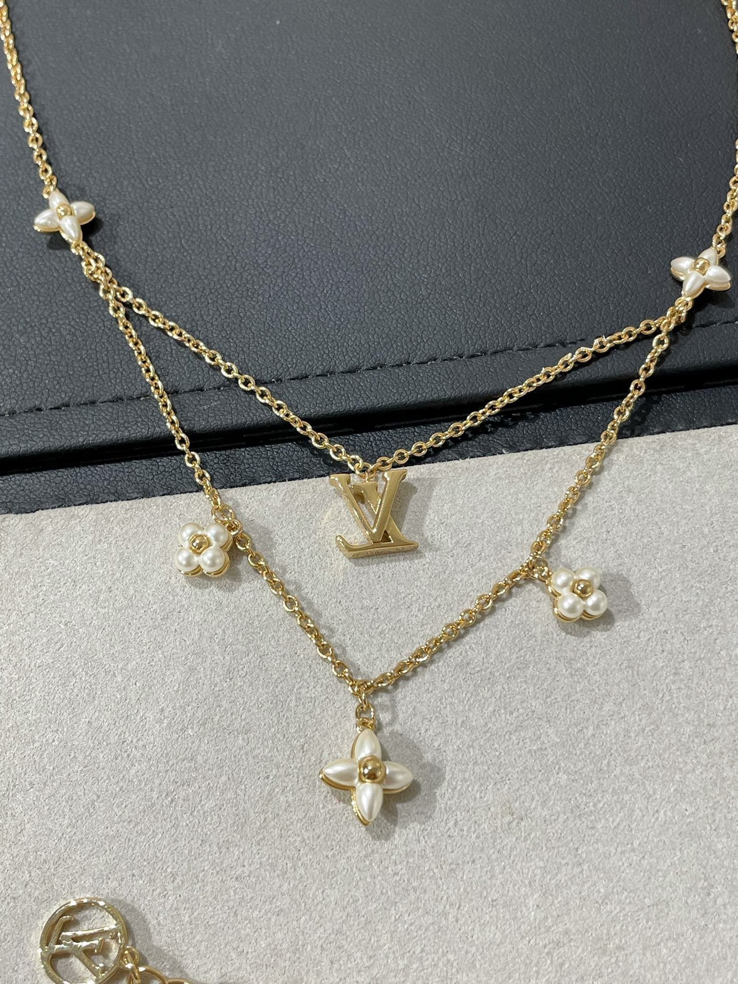 [Auream]FLOWERGRAM GOLD MOP DOUBLE ROW NECKLACE