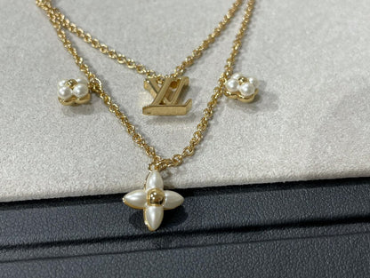 [Auream]FLOWERGRAM GOLD MOP DOUBLE ROW NECKLACE