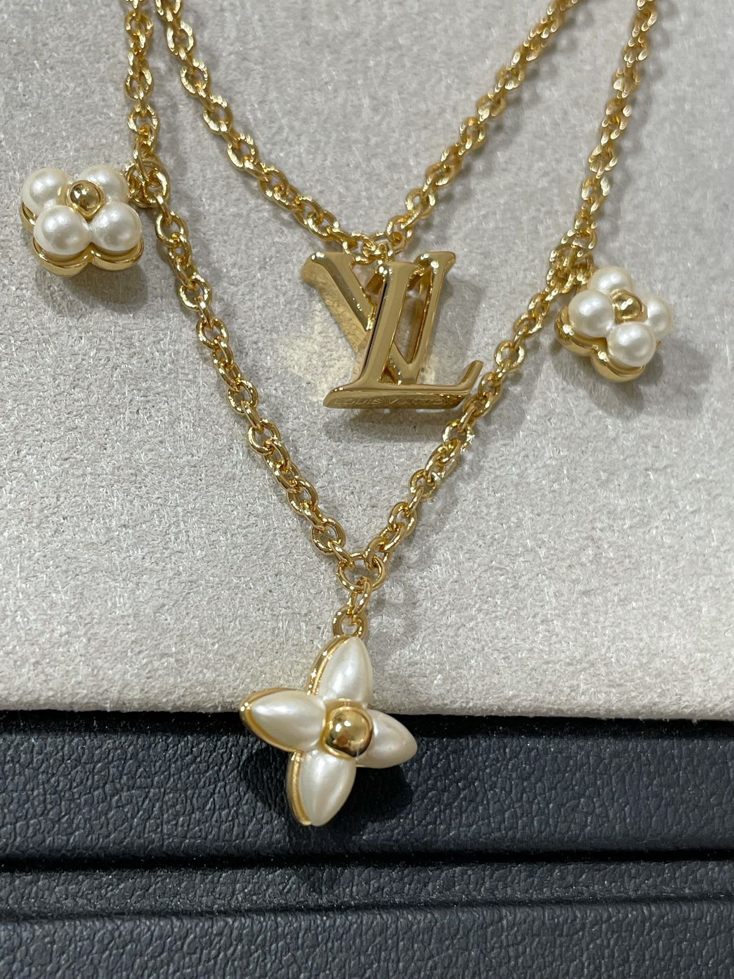 [Auream]FLOWERGRAM GOLD MOP DOUBLE ROW NECKLACE