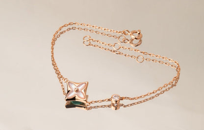 [Auream]STAR PINK MOP 1 DIAMOND PINK GOLD NECKLACE