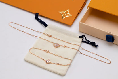 [Auream]STAR PINK MOP 1 DIAMOND PINK GOLD NECKLACE