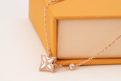 [Auream]STAR PINK MOP 1 DIAMOND PINK GOLD NECKLACE