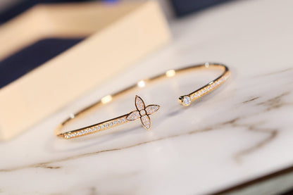 [Auream]IDYLLE GOLD OPEN BRACELET DIAMOND PAVED