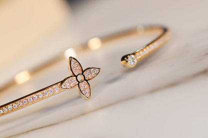 [Auream]IDYLLE GOLD OPEN BRACELET DIAMOND PAVED