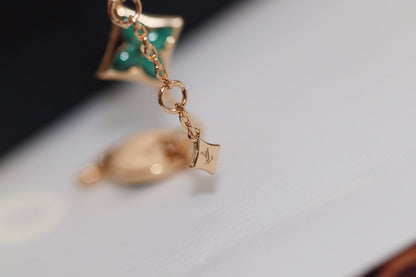 [Auream]STAR AND SUN 4 MOTIF PINK GOLD MALACHITE BRACELET