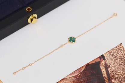 [Auream]STAR AND SUN 4 MOTIF PINK GOLD MALACHITE BRACELET