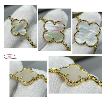 [Auream]CLOVER 16 MOTIF WHITE MOP GOLD NECKLACE