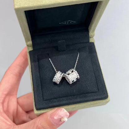 [Auream]PERLEE DOUBLE PENDANT SILVER DIAMOND NECKLACE