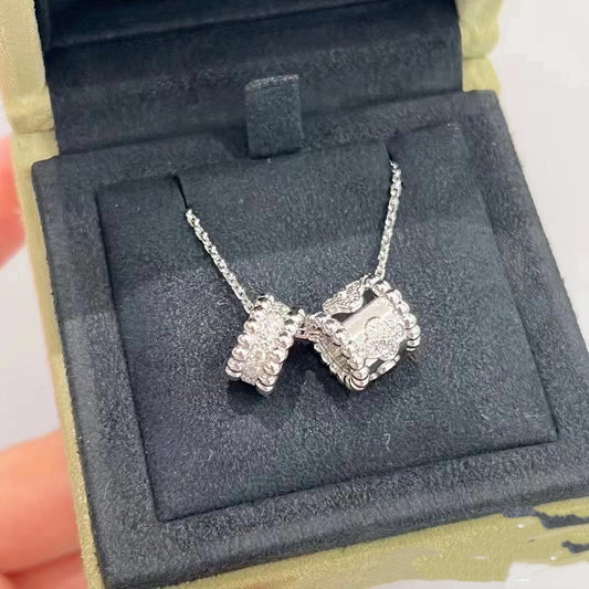 [Auream]PERLEE DOUBLE PENDANT SILVER DIAMOND NECKLACE