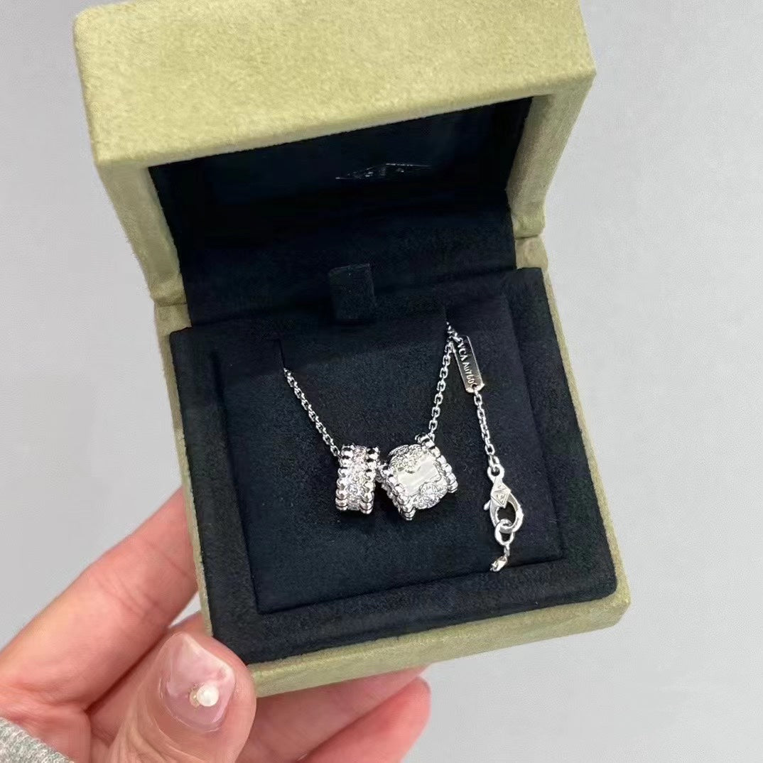 [Auream]PERLEE DOUBLE PENDANT SILVER DIAMOND NECKLACE