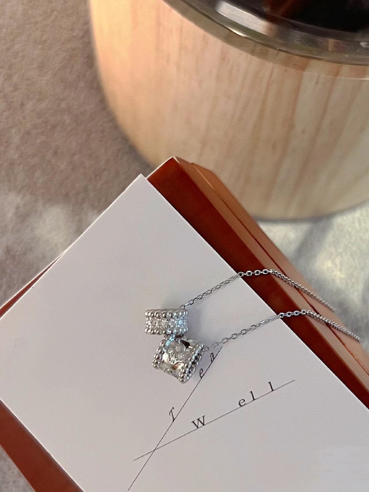 [Auream]PERLEE DOUBLE PENDANT SILVER DIAMOND NECKLACE