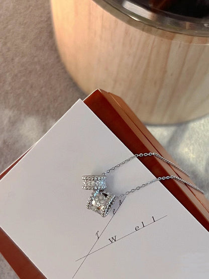 [Auream]PERLEE DOUBLE PENDANT SILVER DIAMOND NECKLACE