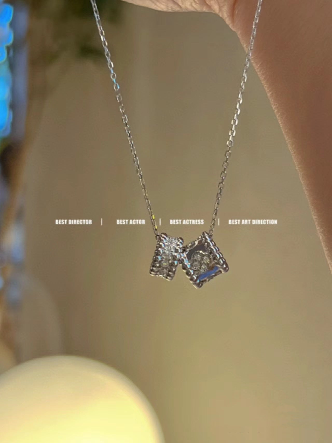 [Auream]PERLEE DOUBLE PENDANT SILVER DIAMOND NECKLACE