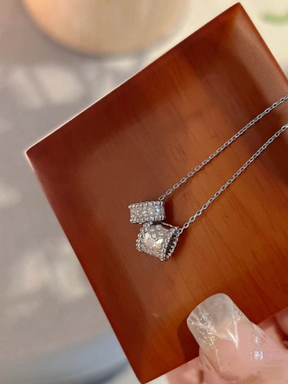 [Auream]PERLEE DOUBLE PENDANT SILVER DIAMOND NECKLACE
