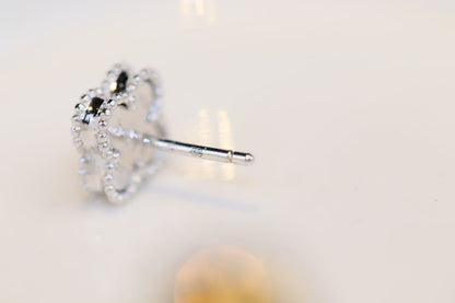 [Auream]CLOVER MINI TURQUOISE SILVER STUD EARRINGS