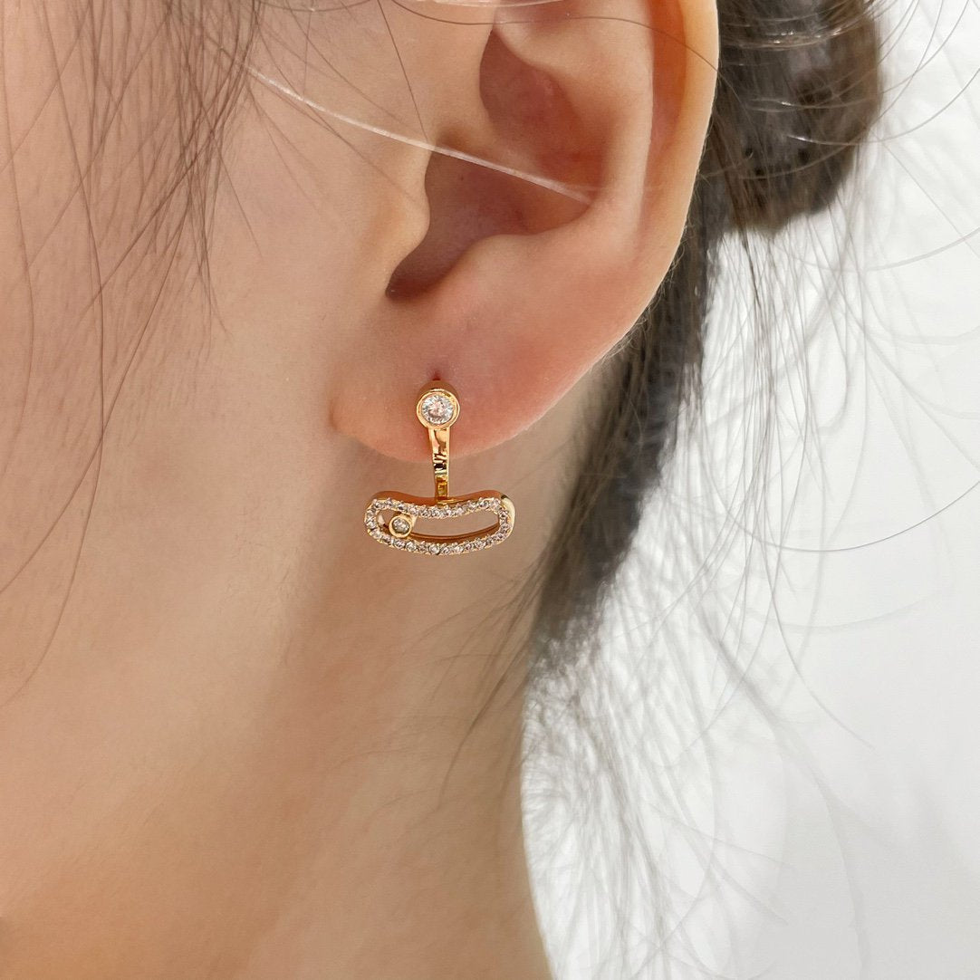 [Auream]MOVE UNO PINK GOLD DIAMOND EARRINGS