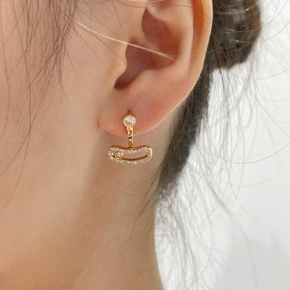 [Auream]MOVE UNO PINK GOLD DIAMOND EARRINGS