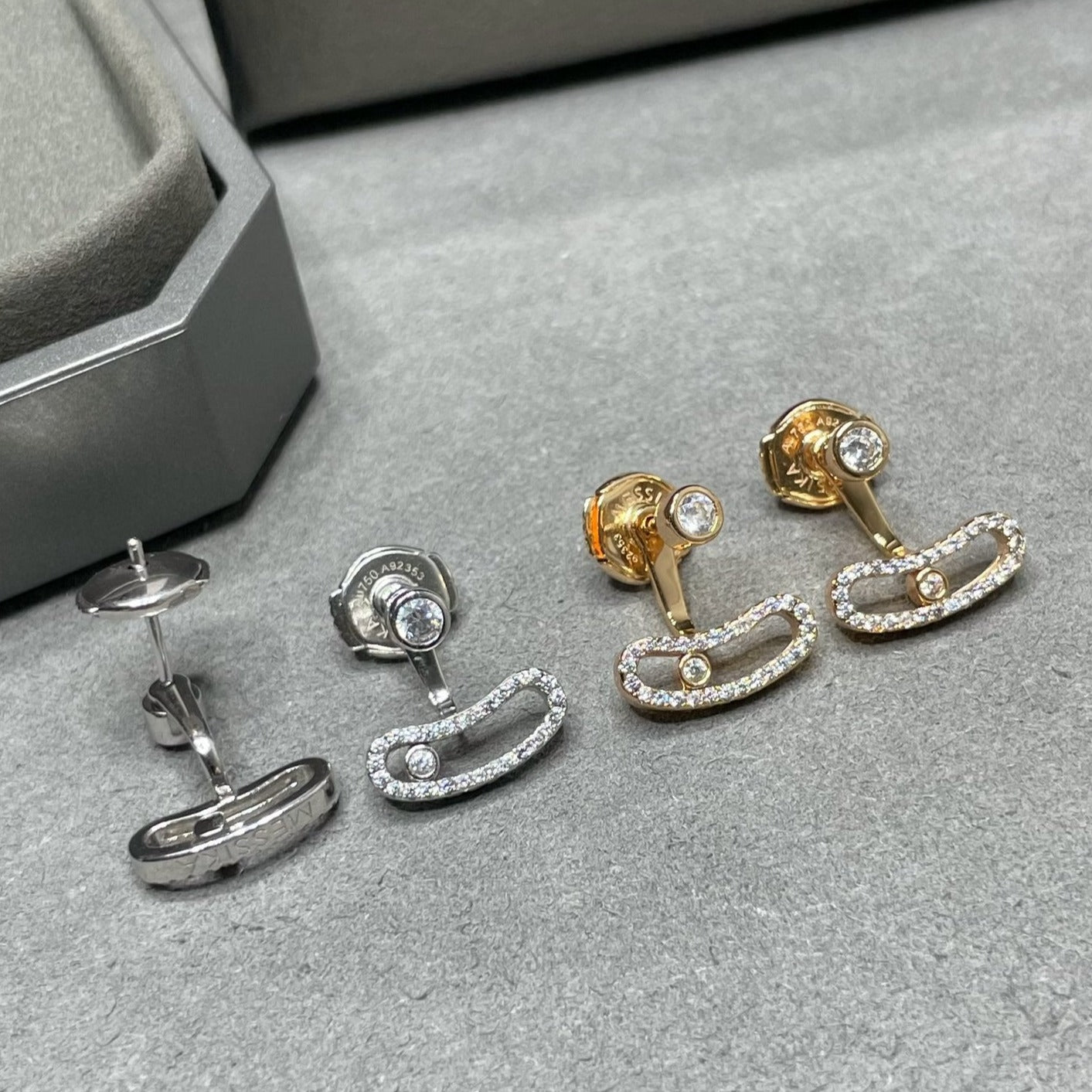 [Auream]MOVE UNO PINK GOLD DIAMOND EARRINGS