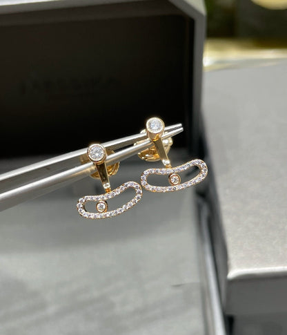 [Auream]MOVE UNO PINK GOLD DIAMOND EARRINGS