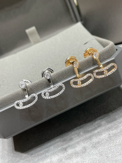 [Auream]MOVE UNO PINK GOLD DIAMOND EARRINGS