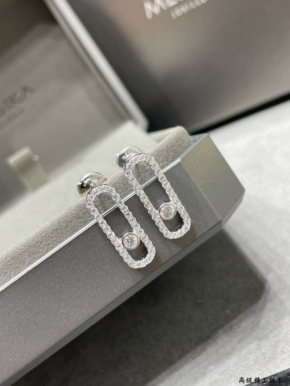 [Auream]MOVE UNO STUD DIAMOND PAVED EARRINGS