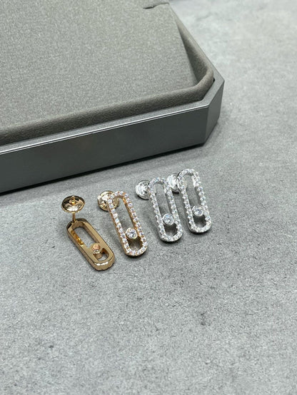 [Auream]MOVE UNO STUD DIAMOND PAVED EARRINGS