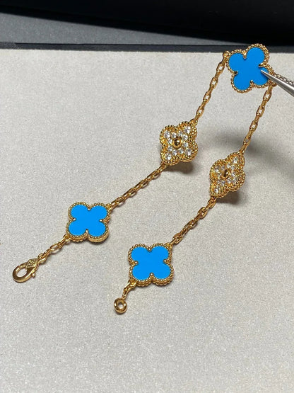 [Auream] CLOVER 5 MOTIF BLUE AGATE BRACELET COLLECTION