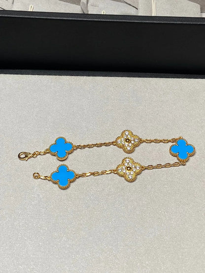 [Auream] CLOVER 5 MOTIF BLUE AGATE BRACELET COLLECTION