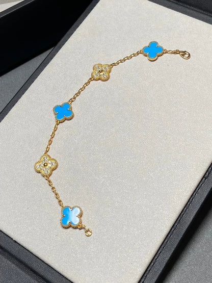 [Auream] CLOVER 5 MOTIF BLUE AGATE BRACELET COLLECTION
