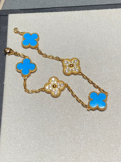 [Auream] CLOVER 5 MOTIF BLUE AGATE BRACELET COLLECTION