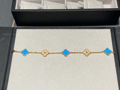 [Auream] CLOVER 5 MOTIF BLUE AGATE BRACELET COLLECTION