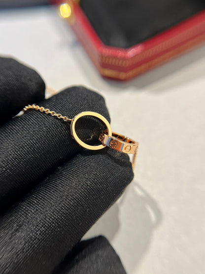 [Auream]LOVE NECKLACE DOUBLE RING PINK GOLD