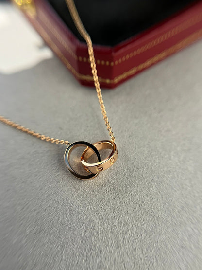 [Auream]LOVE NECKLACE DOUBLE RING PINK GOLD