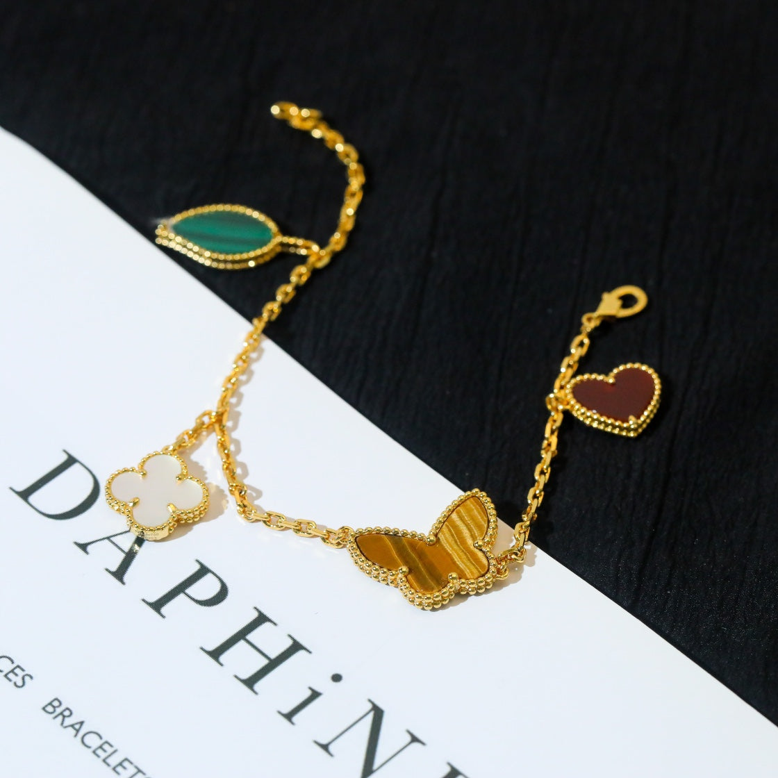 [Auream]LUCKY SPRING 5 MOTIF GOLD BRACELET