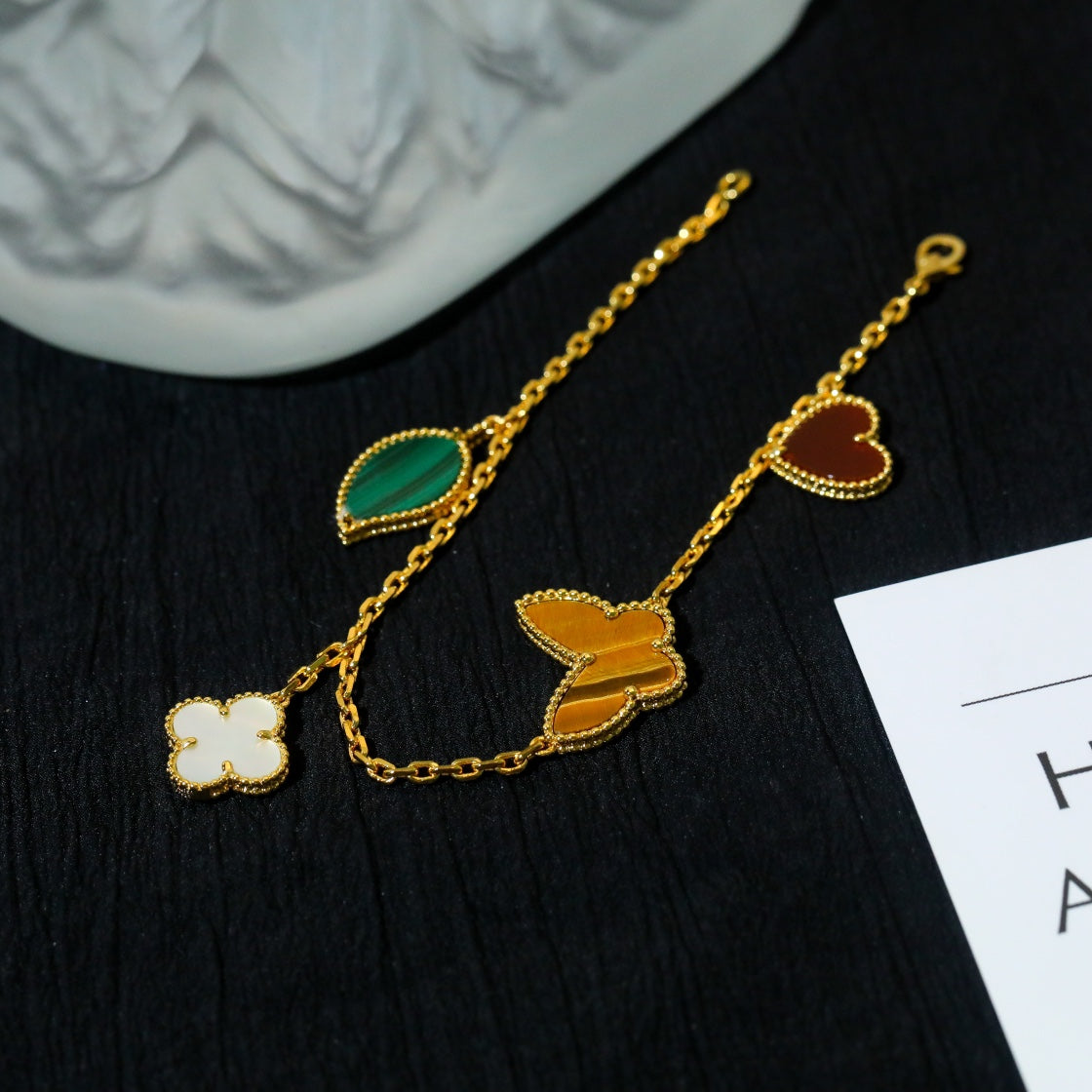 [Auream]LUCKY SPRING 5 MOTIF GOLD BRACELET